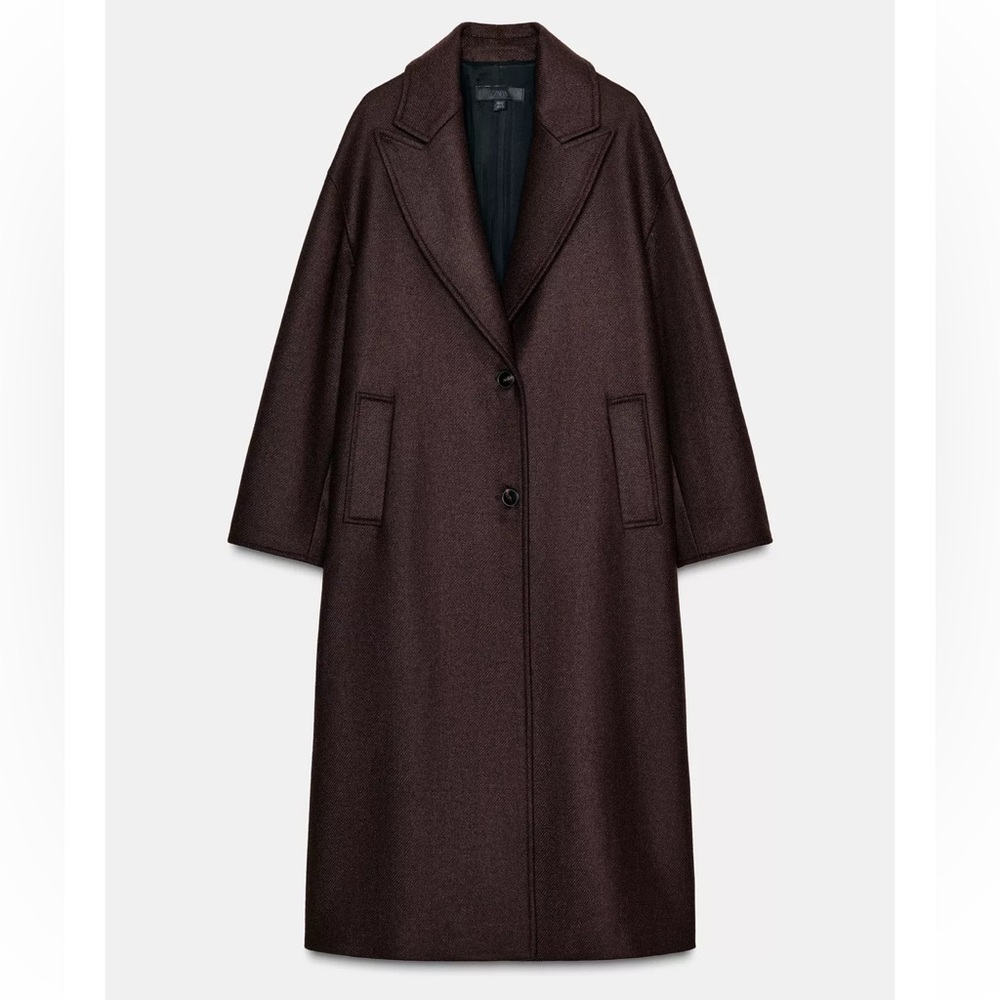 Zara Chocolate Brown Trench Coat NWT - Picture 2 of 16